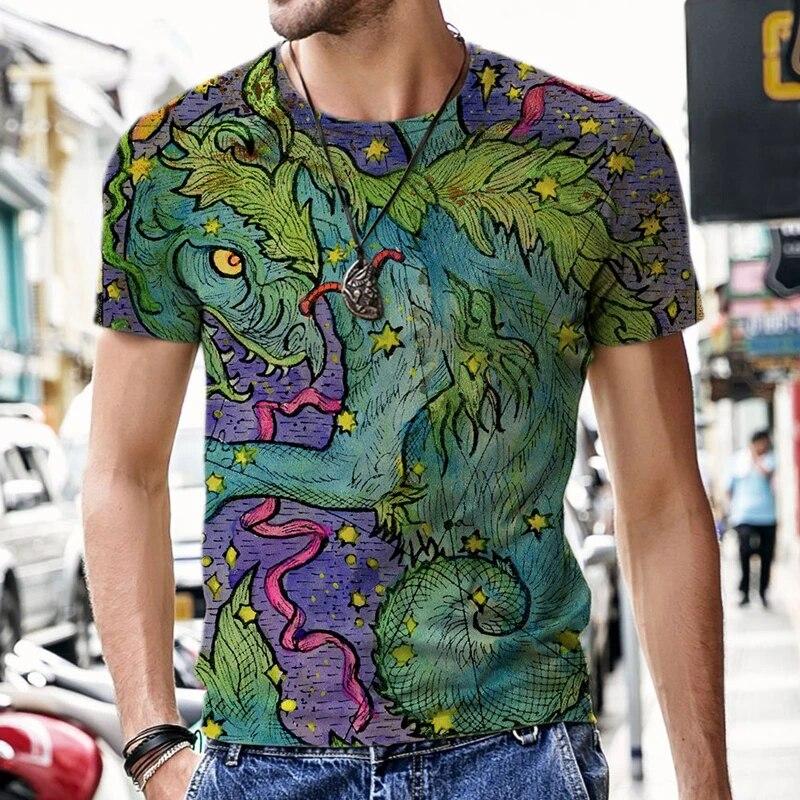 Illustrazione artistica dei tarocchi Motivo T-shirt da uomo stampata in 3D Moda casual Cool Street Harajuku Personalità Camicia stile 3D