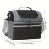 Insulated Double-Layered Lunch Bag Versatile Black & Gray Oxford Fabric, with Shoulder Strap or Carry Handle