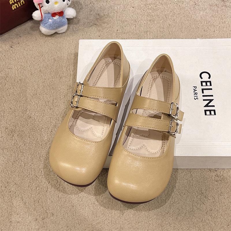 Ballet shallow mouth single shoes women's 2025 new model with skirt flat shoes French temperament Mary Jane women's shoes small leather shoes