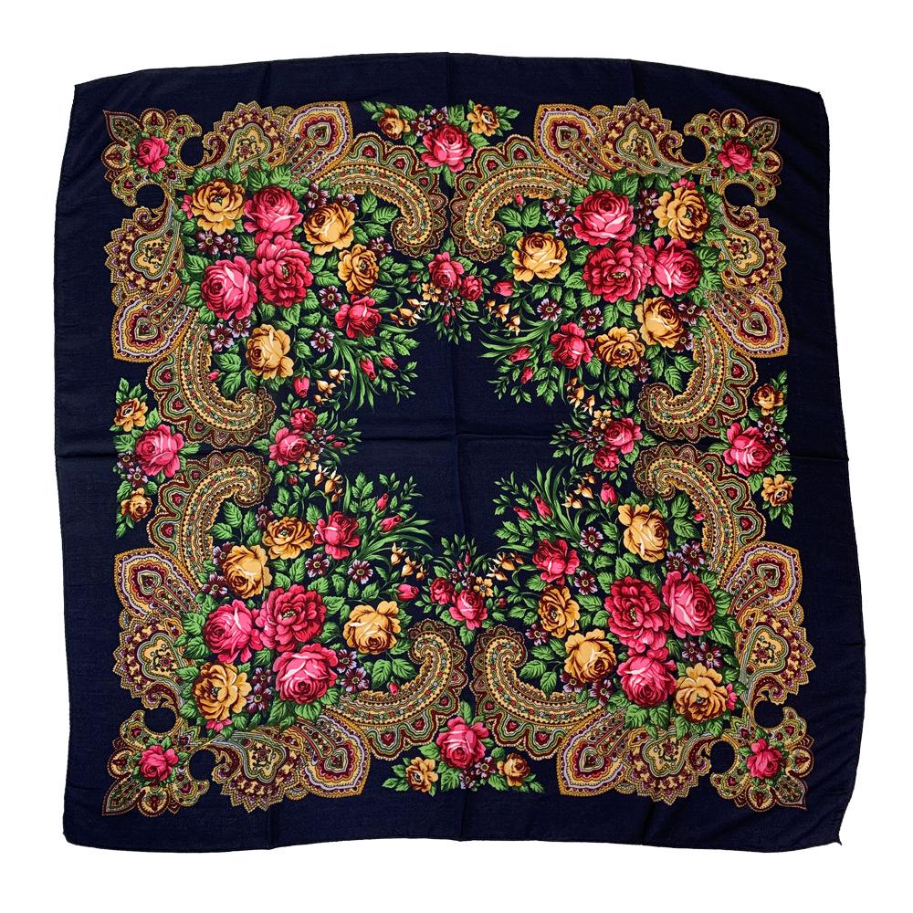 Yunnan Floral Headscarf for Elderly Women, Russian Ethnic Style, Lightweight, Ideal for Work