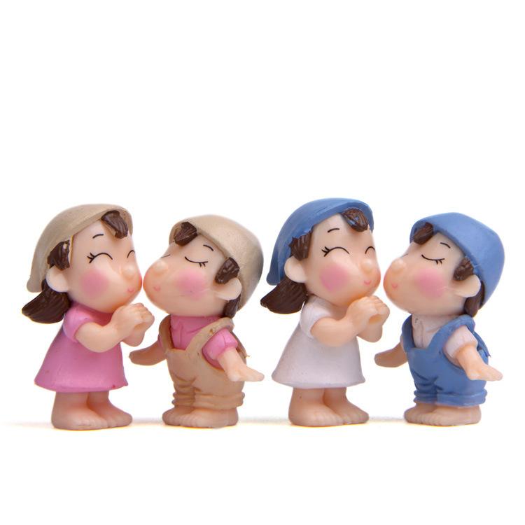 

1 Пара Фігурки Закоханих Пара Мініатюрний Ландшафт Ремесло Прикраса Сад Домашній Декор рожевий