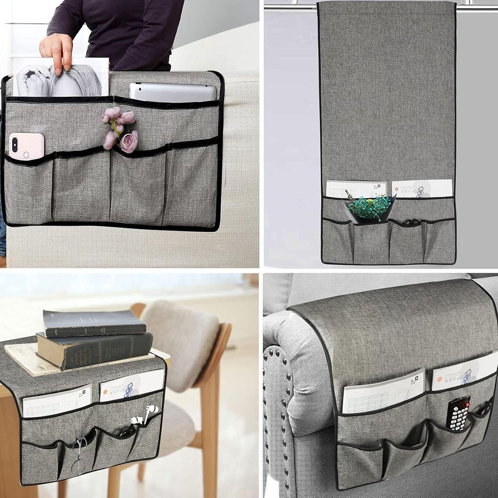 Premium Remote Holder for Couch Storage Organizer, Non Slip Armrest Armchair Caddy for Recliners Accessories, Thick Rest Cover Pockets for TV