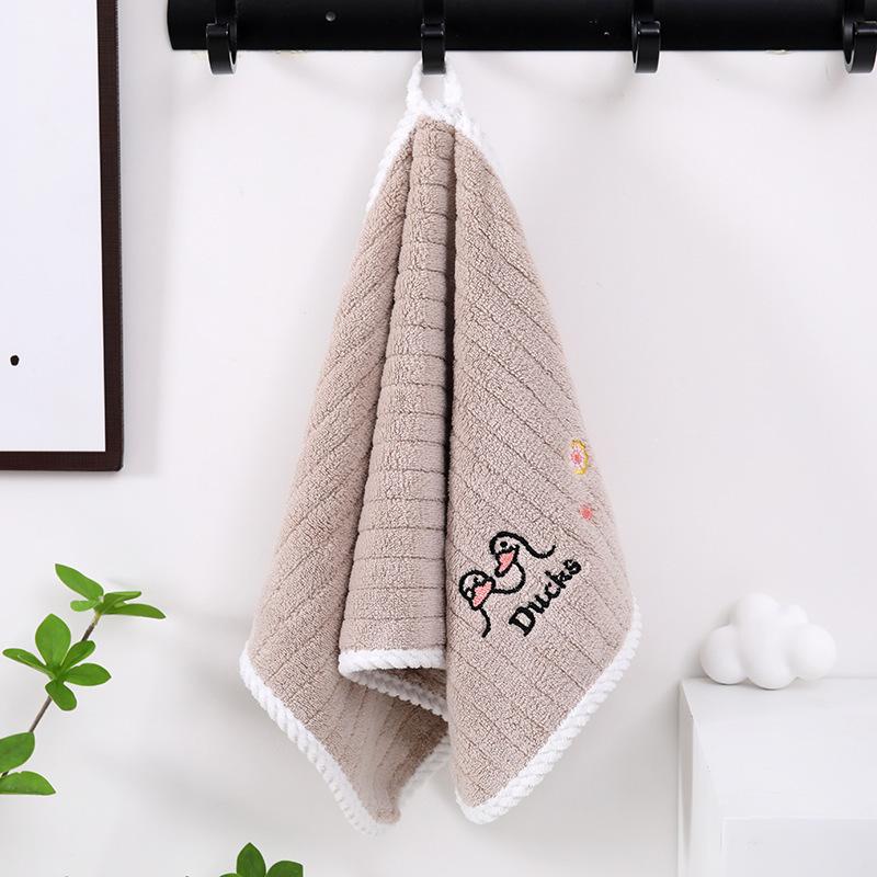 Cartoon Children's Face Towel Soft Absorbent Coral Fleece Embroidered Hair Home School Students Foreign Trade