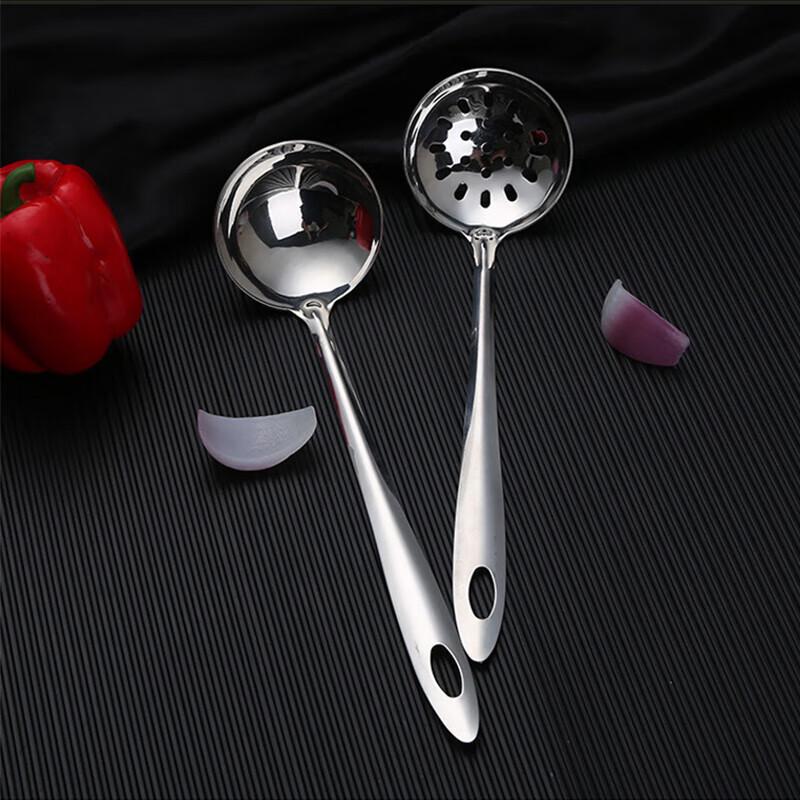Stainless Steel Hot Pot Soup & Slotted Spoon 2-Piece Set (10 Pack)