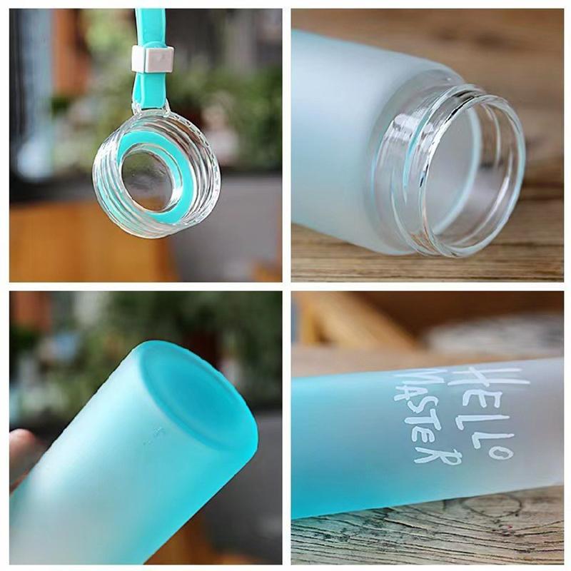 500ML Frosted Color Gradient Sports Water Bottle Portable Gym Fitness Workout Water Cups Outdoor Camping Cool Juice Drinking Cup