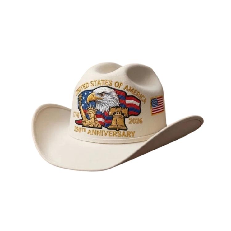 

Fashionable Patriotic Embroidered Cowboy Hat Headwear Accessories For Holiday Gatherings And Outdoors adventure белый