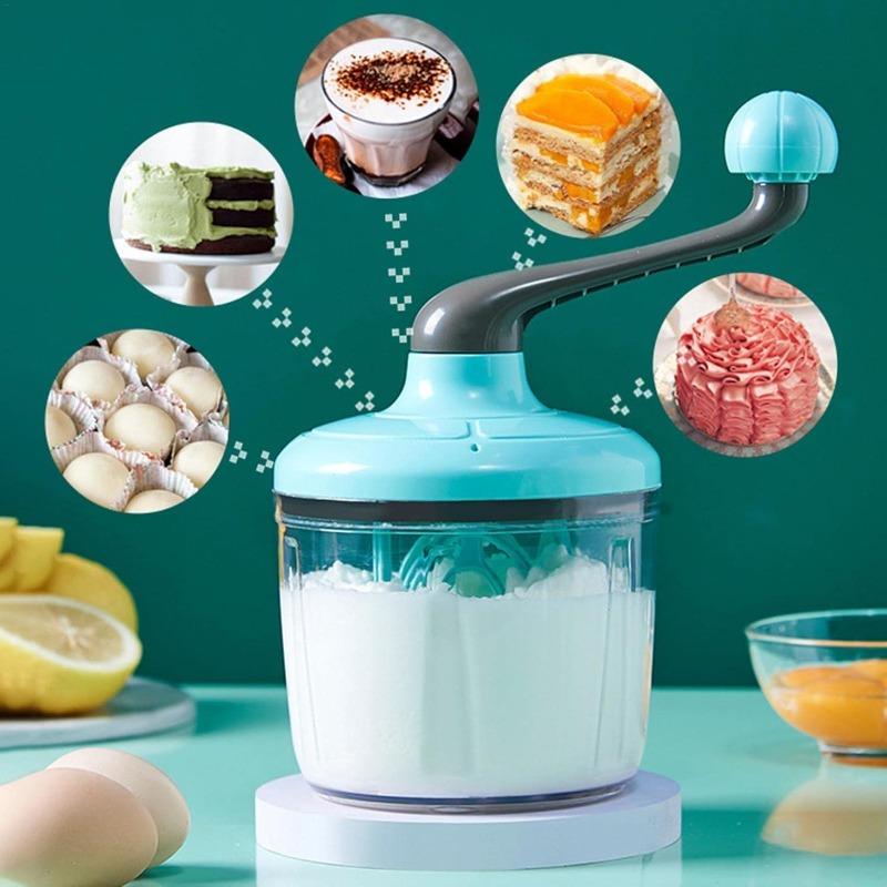 Multifunktionaler Handrührer, halbautomatischer Eierquirl, Handkurbel-Mixer, Kuchen- und Sahnerührer, lebensmittelecht, HD-Qualität, für die Küche