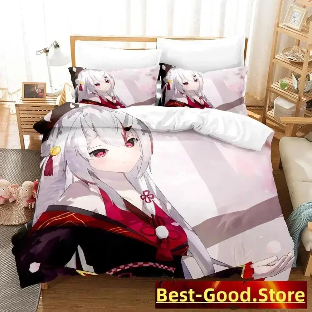 Kawaii Nakiri Ayame Tryckt Sängset Påslakan Örngott Sängkläder Sänglinne Lakan Täcke Full Queen King Size