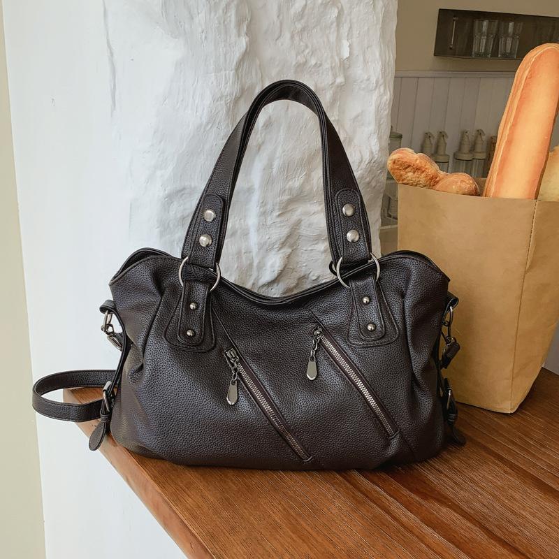 Shoulder Bag Women's 2 Large Capacity Commuter Crossbody Bag PU Portable Tote Bag