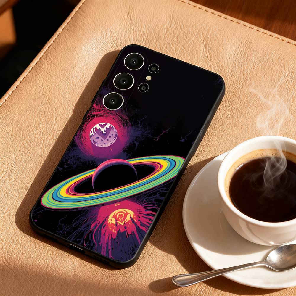 S-Saturn S-Solar system Phone Case For Samsung S26,S25,24,23,22,30,21,10,9,Ultra,Plus,Lite,Black Soft Case