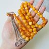 Muslimisches Gebetskette Bernsteinfarbe 10mm Tasbih Geschenk Ramadan Silber Metall Quaste Herren Tarbons Misbaha Islamischer Tasbeeh