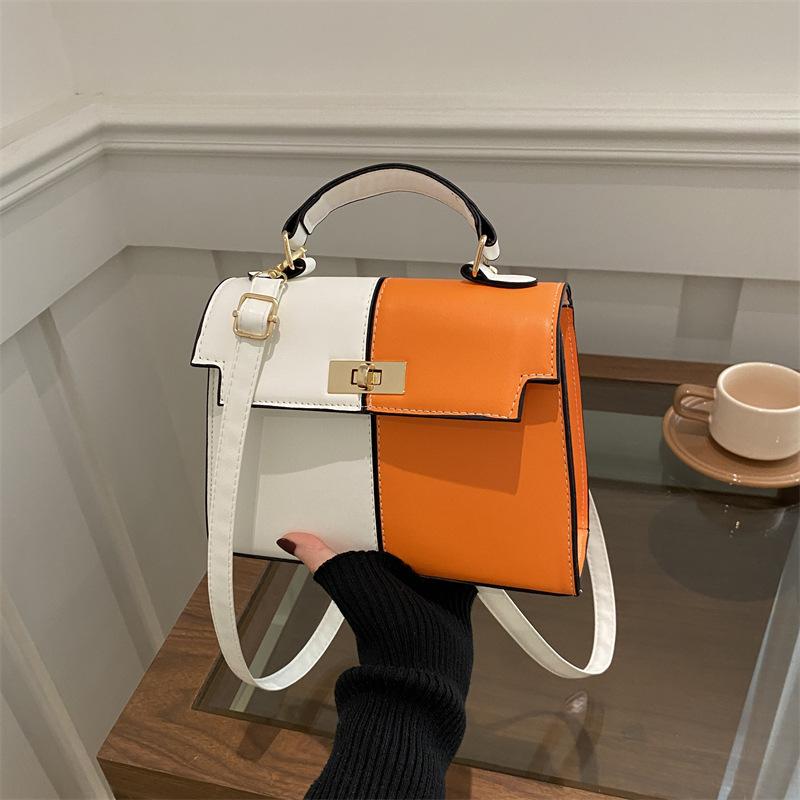 2025 New Color-Block Shoulder Bag Commuter Handbag  Premium Metal Lock Crossbody