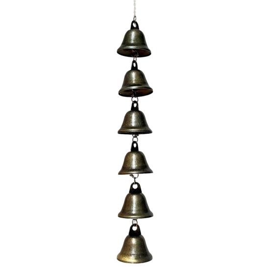 Vintage Hanging Wind Chime Weather-proof Metal Wind Bell Cluster with Chain Retro Outdoor Garden Patio 6/9 Bells Hanging Decoration Ornament