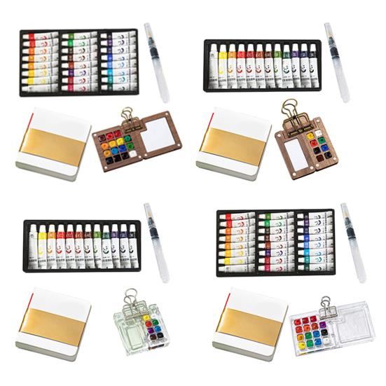 Watercolor Palette Set Mini Pocket Artist Travel Kit Compact Sketch Board with 8/15 Colors Portable Size Color Mixing Kit