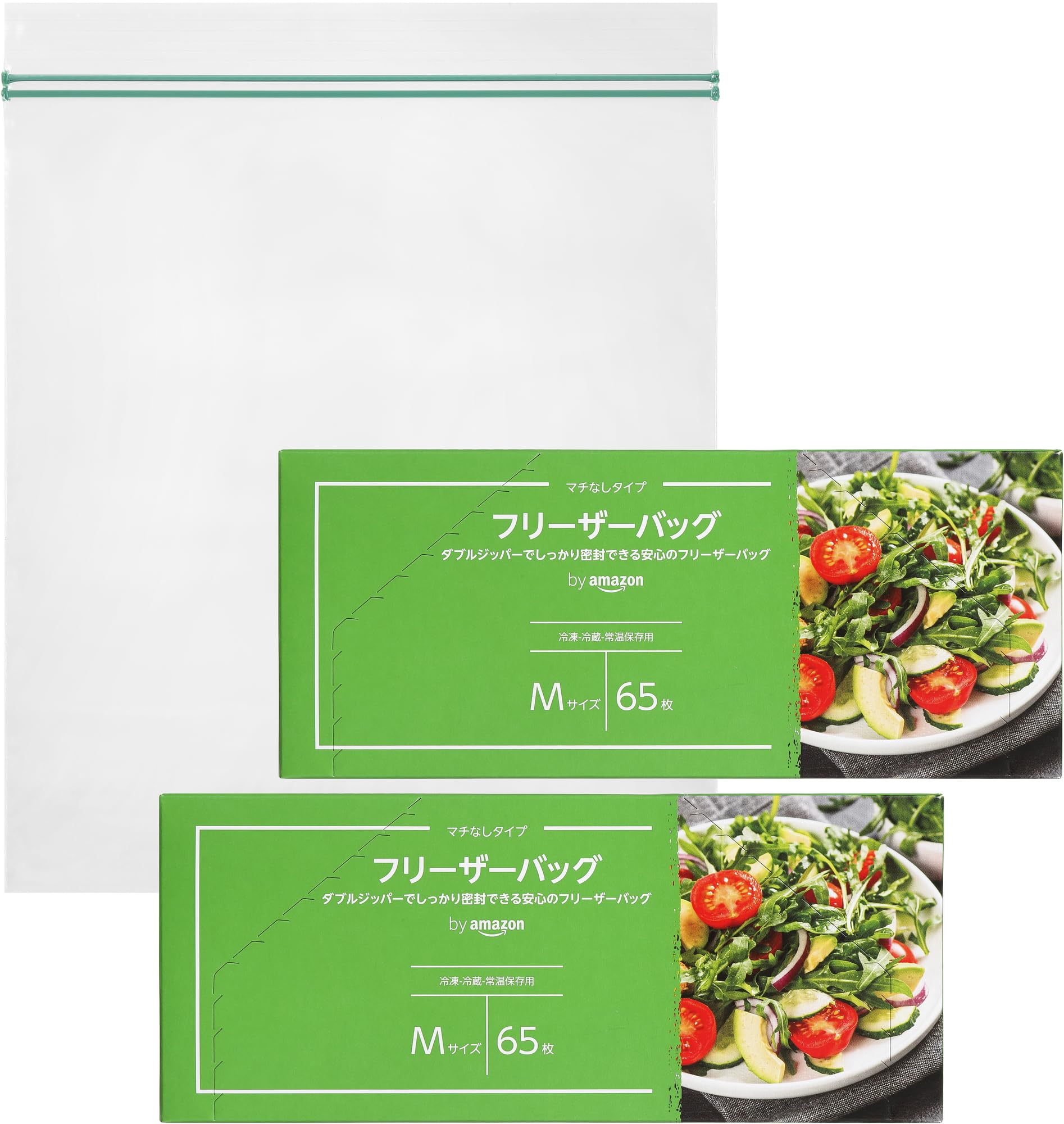 

Пакеты для заморозки от Amazon, Плоский тип, Средний, 130 штук (2 коробки по 65 штук)