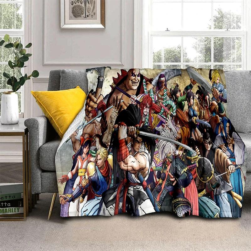 2026 New Style Retro Game Samurai Spirits Shodown Haohmaru Cartoon Blanket,Soft Throw Blanket for Home Bedroom Bed Sofa Kid Gift