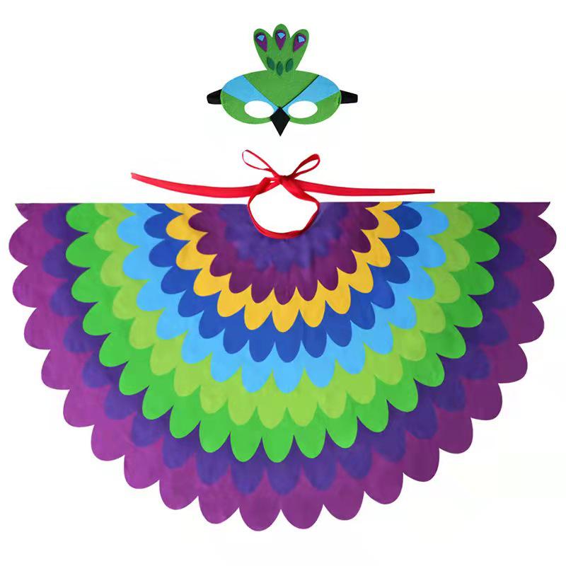 Colorful Bird Feather Felt Wings - Children's Cartoon Performance, Halloween, and Christmas Costume Decoration.
