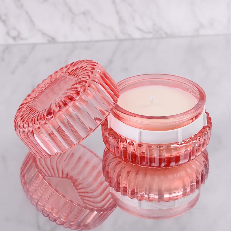 100ml Scented Candle Glass Shell Jar Pink Candle Cup for Candle DIY Atmosphere Gift Giving