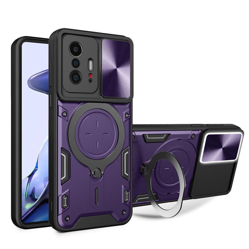 Luxury Shockproof Armor Case For Xiaomi Mi 11T 12T 13 Pro Lite Mi11T Mi12T 5G Anti Shock Ring Stand Holder Full Slide Cap Covers