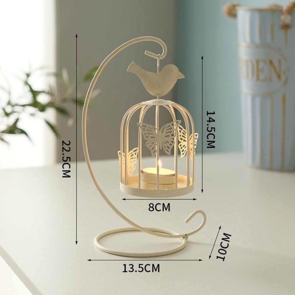 Iron Hanging Candlestick Leaves Cage Shaped Hollow out Candlelight Dinner Props Decoration Candle Stand