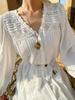 Southern France Long Sleeve White Shirt Dress - Women's Spring/Summer French Style