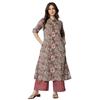 Rytras Women's Cotton Printed A-Line Kurta with Palazzo Pant Set(Maroon,RYT583,3XL)