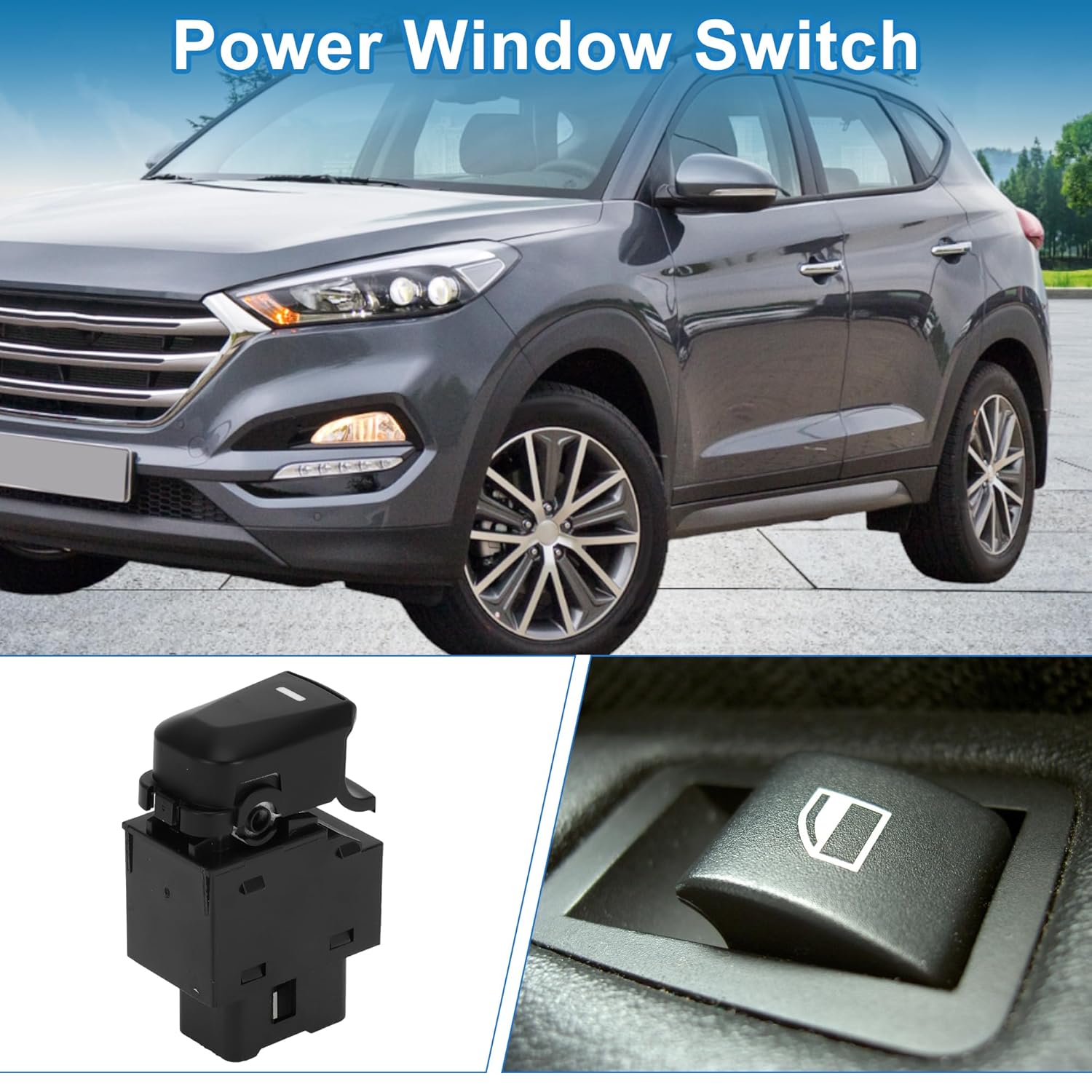 Power Window Switch No.935802S000 Passenger Side Window Control Switch for Hyundai Tucson 2010-2015 Black