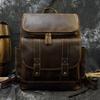 Big Capacity Vintage Leather Backpack Laptop Travel Bagpack Men Male Cowskin Backpack Retro Style Travel Bag  Brown 42cm