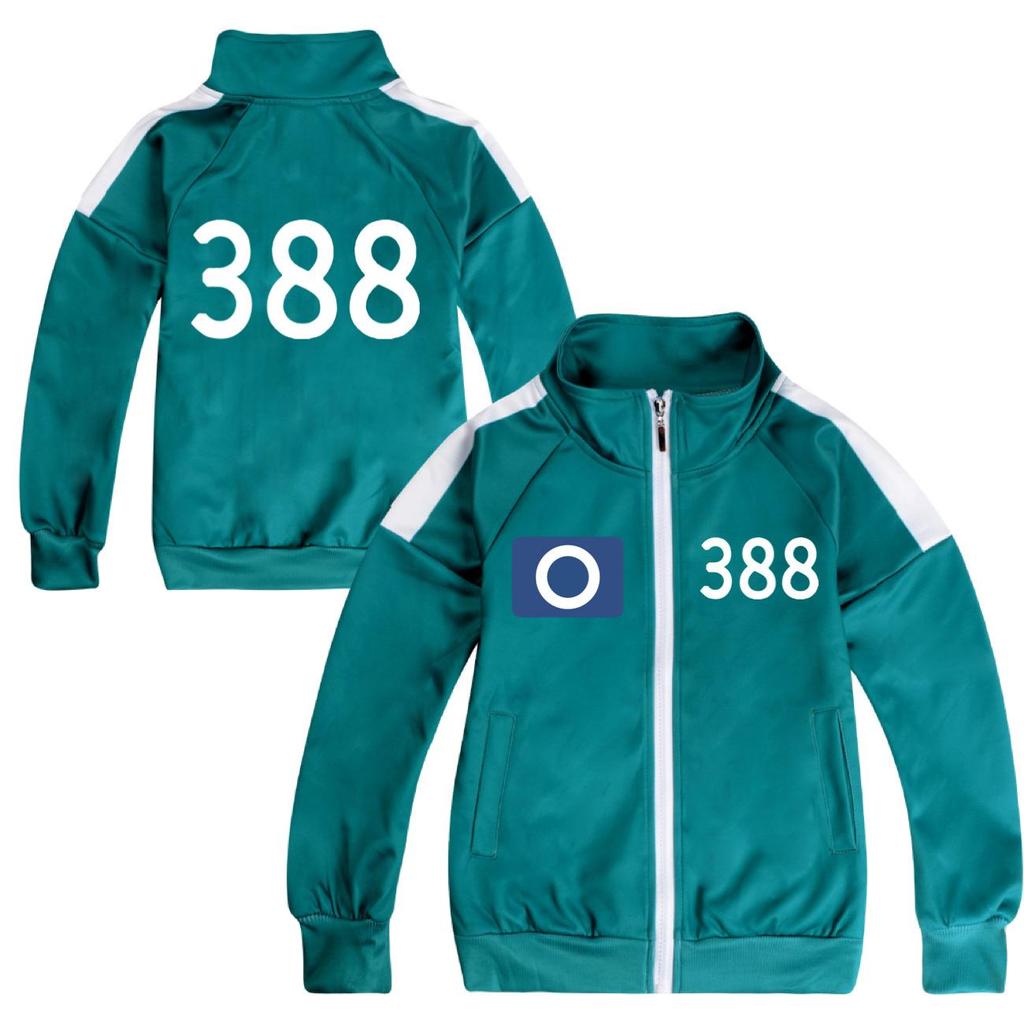 Kinder Jungen Mädchen Game Player Season 2 Print Langarm Reißverschluss Jacke Mantel Set X 456 O 230 Outfit Halloween Cosplay Kostüm