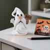 Halloween Resin Nisse Statue Liten Nisse Spøkelse Figur Halloween Tegneserie Stående Spøkelse Ornament for Hjemmekontordekor