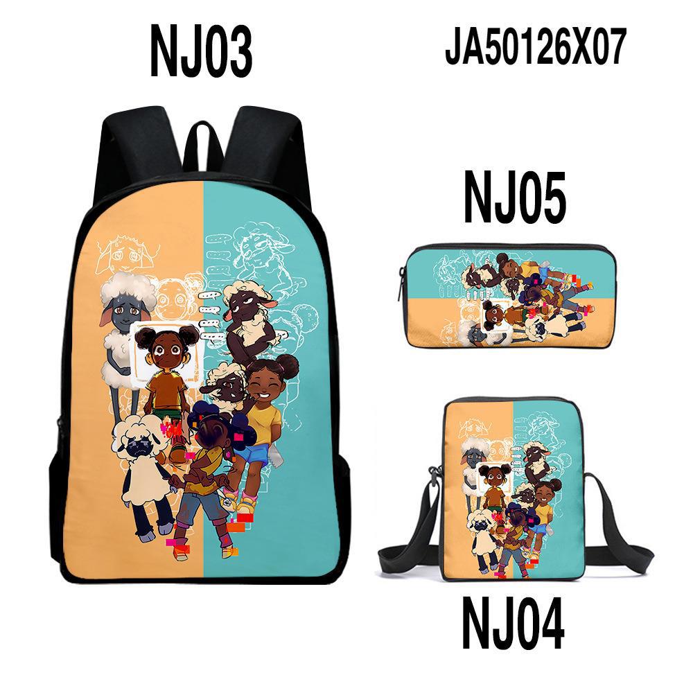 Classic Amanda the Adventurer 3D Print 3pcs/Set Pupil School Bags Laptop Daypack Backpack Inclined Shoulder Bag Pencil Case
