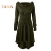 Women Cosplay Dress Gothic Solid Color Lace-up Strap Slim Waist Irregular Hem Hooded Long Sleeves Theme Parties Role-Playing Festival Halloween Midi