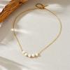 18K Gold Plated Necklace with Baroque Freshwater Pearls, Dainty Pearl Chain Choker, Adjustable Elegant Jewelry for Women Daily Wear Gift