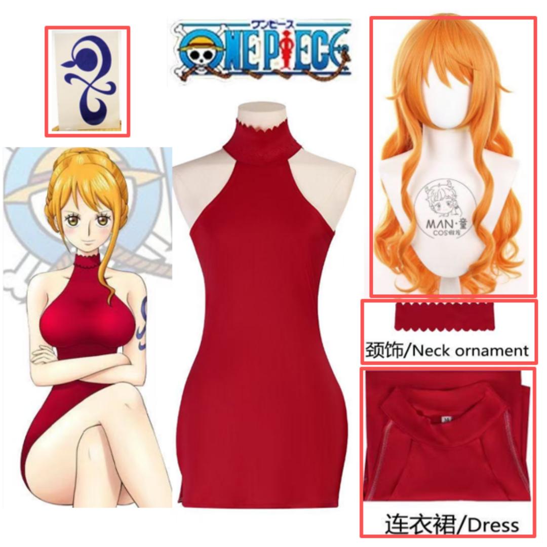

Ensemble complet de olympiques de cosplay Nami pour femmes et filles, haut et jupe, tenues de ceinture, fête d Halloween et de c 3XL червоний