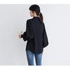 Lopuks Volume Sleeve Shirt Long Women's Blouse, Sleeve, Figure-Flattering (Black, L)