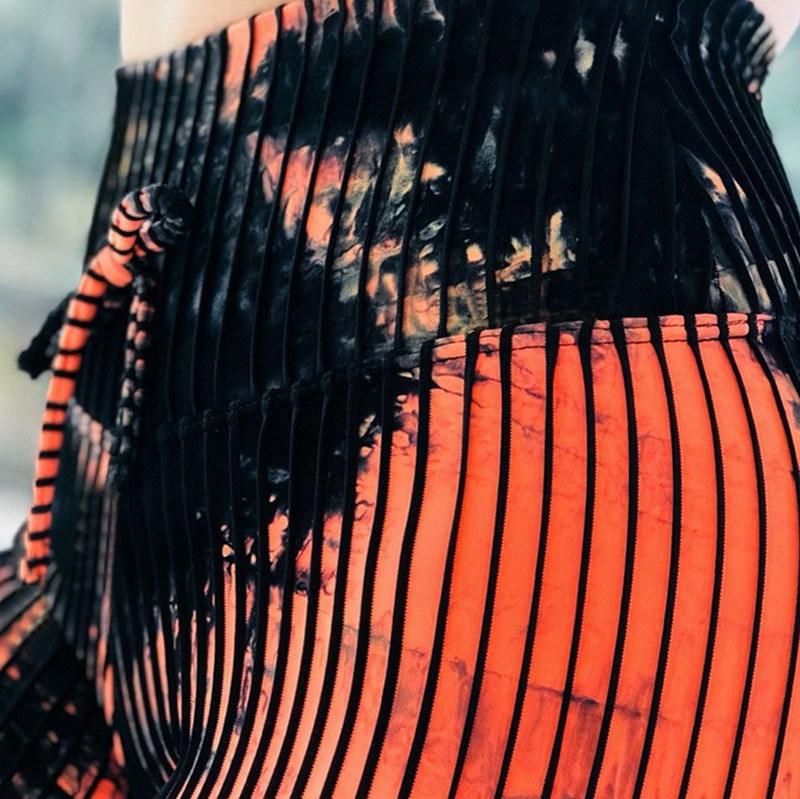 Abstract Line Print Sportowe Legginsy Bazowe Sexy z Wysokim Stanem Podnoszące Pośladki Spodnie do Jogi