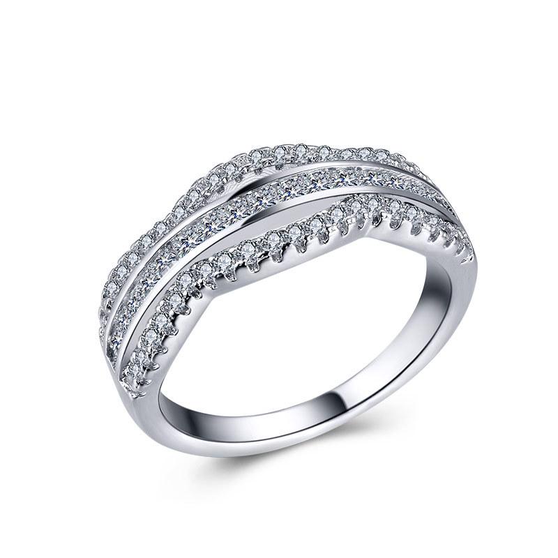 European-American Personality Wavy Micro-Inlaid Couple Christmas Mesh Ring