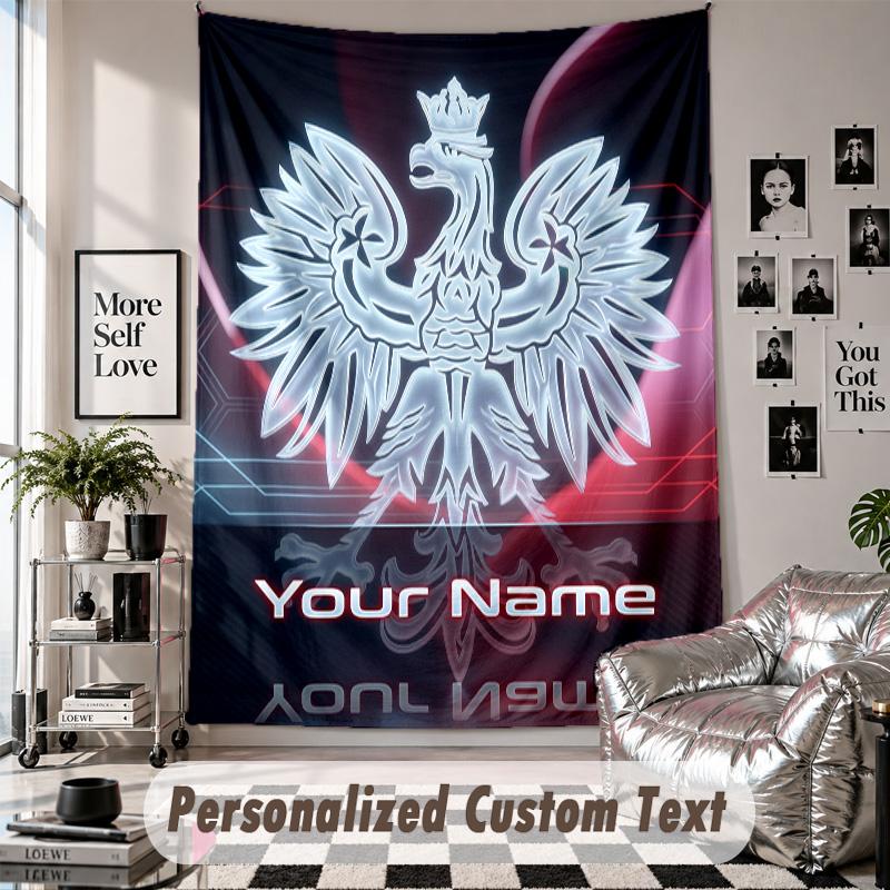 Custom Tapestry Wall Hanging, Poland Football Personalized Name Text Home Wall Decor