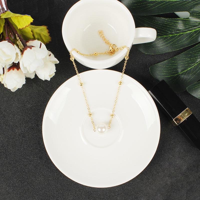 Europäische und amerikanische Imitationsperlen-Strandkette für Damen, Wish-Rundperlenkette