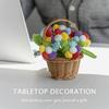 Handgjord Virkad Blomkorg Stickade Blomsterprydnader Konstgjord Växt Puffsblomkruka Skrivbordsdekoration