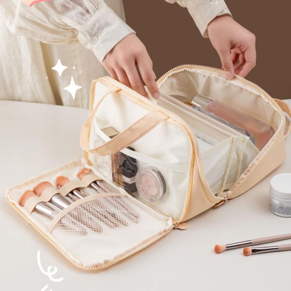 Large Capacity Travel Makeup Handbag Solid Color Women's Wash Bags  Bath Wash