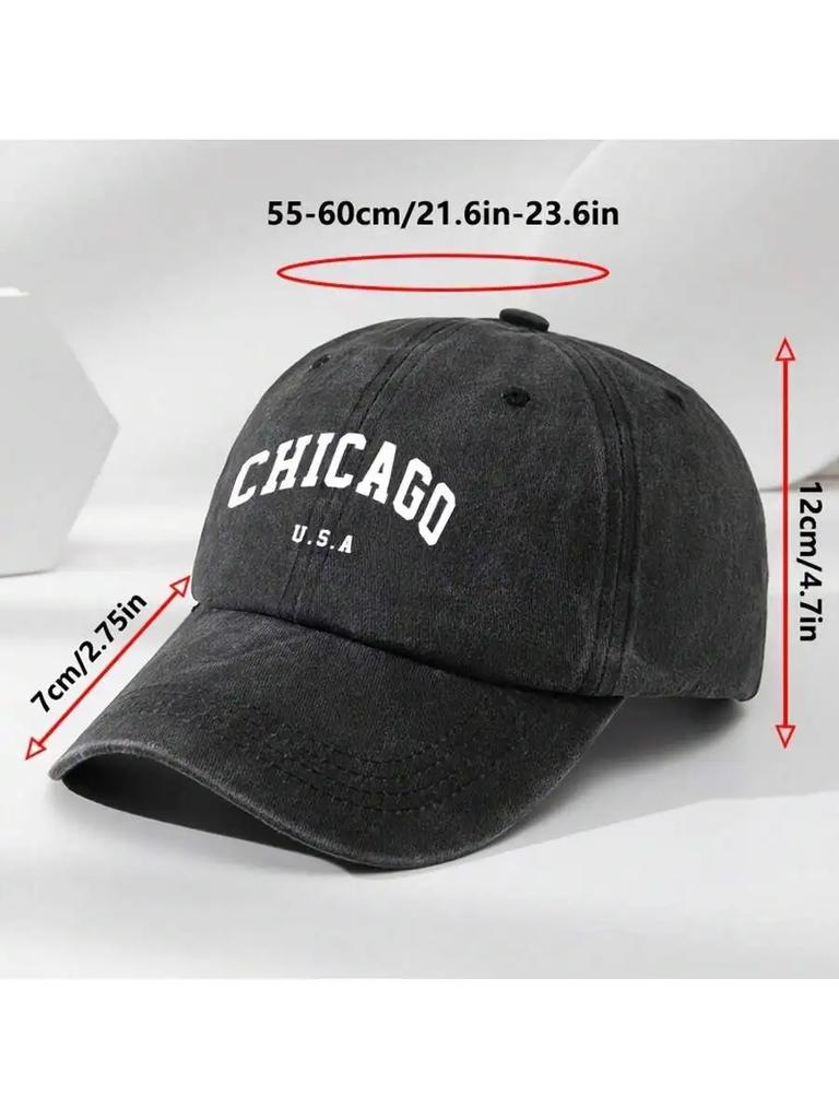 Chicago USA Buchstabe Baseballkappe Verstellbar Snapback Atmungsaktive Jeansmütze Lässig Outdoor Sport