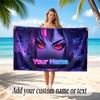 City Cyberpunk Theme Soft Beach Towel Personalized Custom Name Text Towel Portable for Beach Pool Travel