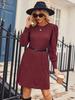 European & American Fashion Knitted Puff Sleeve Dress - Women's Autumn/Winter Casual Loose Fit with Pockets
