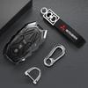 Metal/Leather Car Keychain Key Chain Ring Car Key Holder Auto Styling for Mitsubishi Pajero Outlander XL Montero Center Hub Cap fxcr23