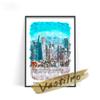 World City Tourism Krajina Akvarel Plakát Dubaj Amsterdam Monako Umělecká reprodukce