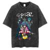 British Classic Virtual Band Gorillaz Poster Tshirt Men Women Streetwear Hip Hop Vintage Washed Cotton Top Oversized Summer Tee
