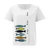 Sommer Übergröße Baumwolle und Leinen Kurzarm T-Shirt, Baumwolle und Leinen Bedruckte Übergröße Damenbekleidung