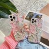 Oil Painting Flower Wrist Strap Diamond Phone Case For Iphone 16 15 Pro Max