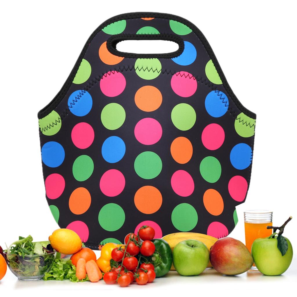 Insulated Thermal Lunch Bag Waterproof Neoprene Lunch Box Handbag for Picnic CampingBig Colored
